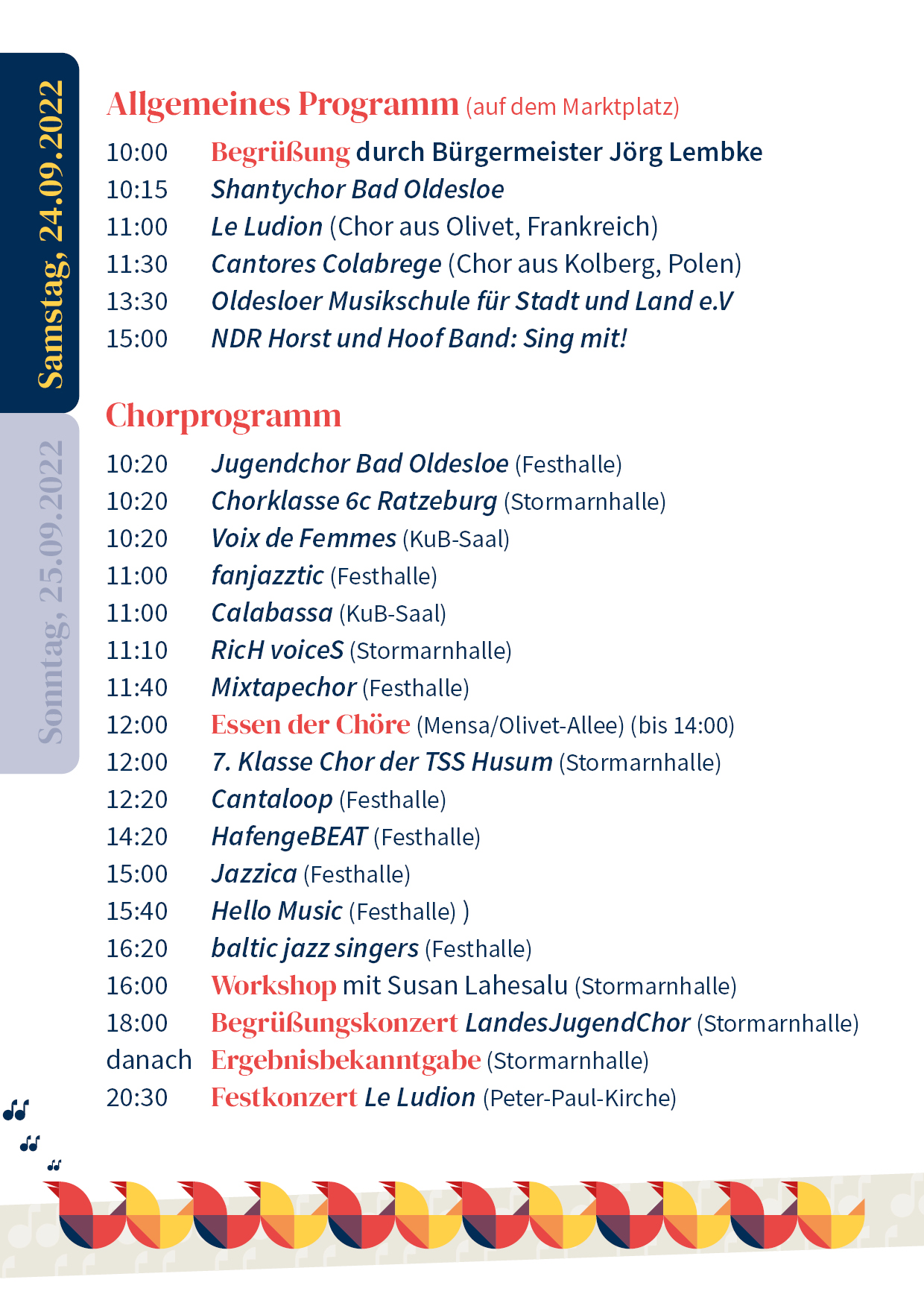 Choralle-Programm für Sonntag